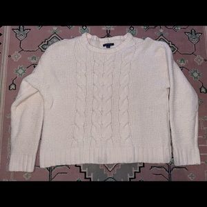 American Eagle ~Women's Size Large~Knit White Sweater~ Cable